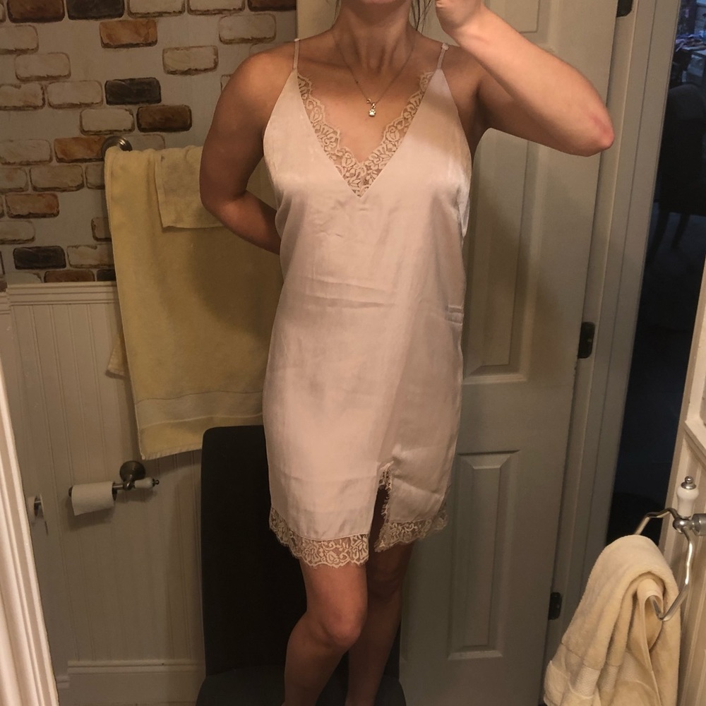 Blush pink slip dress